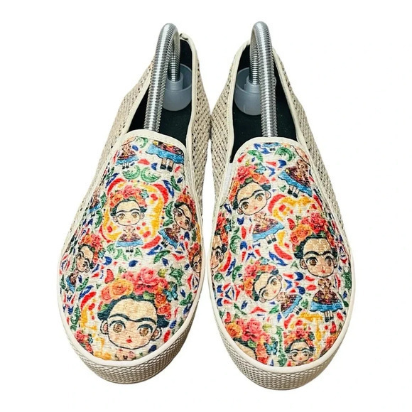 Frida‎ Kahlo Cartoon Flats Loafers Slip-On Sneakers Soft Women Size 7 - Picture 1 of 11
